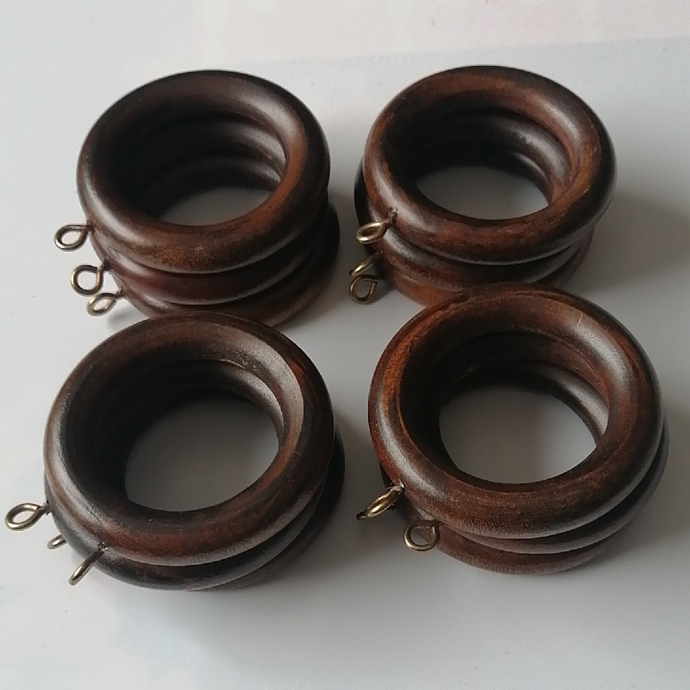 Cottagecore Dark Wood Curtain Drapes Rings (12)